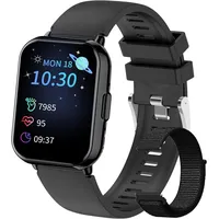 für Jungen Mädchen mit Fitnessuhr Schrittzähler Herzfrequenz Schlaf 100+ Sport Kalorien Wecker Spiel Wasserdicht - Schwarz