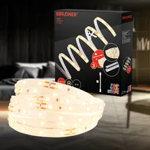 Briloner – LED Stripe Erweiterungsset 4m LED Strip warmweiß mit Verbindern, On/Off, Kürzbar, Selbstklebend, Streifen, Lichtleiste, Zimmer Deko, Gaming Deko, Lichtband