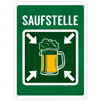 Trendaffe Saufstelle Metallschild mit Bier Motiv Party Feier Alkohol