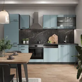 Vicco Küchenzeile R-Line 300 cm Blau-Grau
