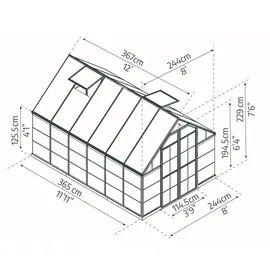 CANOPIA Balance Alu silber HKP 4 mm 9 m2 inkl. Fundament
