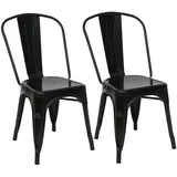 chefgastro Stapelstuhl Metall schwarz 2er Set