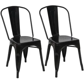 chefgastro Stapelstuhl Metall schwarz 2er Set