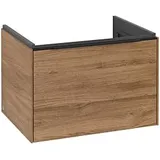 Villeroy & Boch Subway 3.0 Waschtisch-Unterschrank C575L1RH 62,2x42,9x47,8cm, mit LED/Griff Volcano black, kansas oak