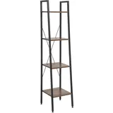 EUGAD Standregal Bücherregal Metallregal Leiterregal Stufenregal Multifunktionale Regal Industrie Design MDF Metall 34x35x148cm, Vintage
