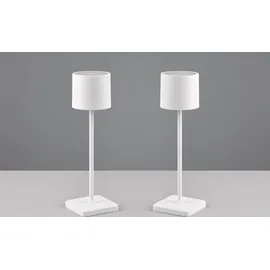 meine wunschleuchte 2er SET Akku LED Outdoor Tischlampen Weiß kabellos ohne Strom mit Touch dimmbar