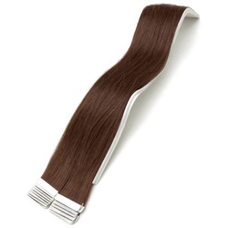 Haarwelten Deluxe Hair Extensions Echthaar-Extension Tape in Hair Echthaartapes, kastanienbraun, Remy Haar für Haarextensio, 100% Echthaar für Extensions als Tape