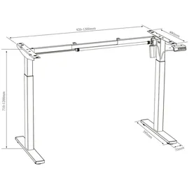 VCM Höhenverstellbares Schreibtisch Tischgestell Lona 92 cm x 48 cm