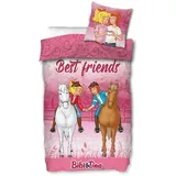 SkyBrands Bibi & Tina Wende-Bettwäsche-Set 'Best Friends' Bettbezug 135x200 Kissenbezug 80x80 Baumwolle Mädchen Pferde Bettzeug