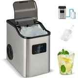 Goplus Eiswürfelmaschine, 24kg/Tag mit Selbstreinigung, Ice Maker mit 1,6L Wassertank & Eiswürfelschaufel, Eismaschine für Zu... - Silber