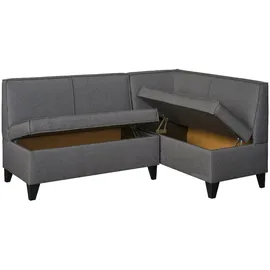 RODNIK Eckbank Look in grau, Sitzbank, Polsterbank mit Stauraum Truhenbank 167x120 cm kurzer Schenkel rechts)