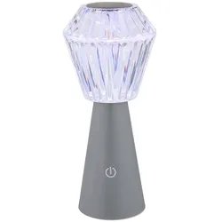 Tischlampe Beistellleuchte Dekoleuchte RGB LED Kristall USB Touch Akku silber