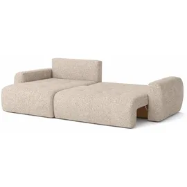 kaiser möbel Ecksofa mit Schlaffunktion und Bettkasten Ivo L aus Chenille-Stoff Artico, Ecksofa mit Schlaffunktion, integrierter Stauraum,mit Schlaffunktion,pflegeleichter Chenille-Stoff beige