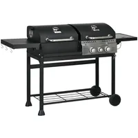 Outsunny Gasgrill, Schwarz, Metall, 53x101x161 cm, Grills & Outdoor-Küchen,