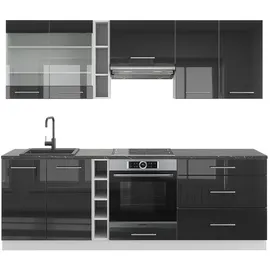 Vicco Küchenzeile Fame-Line 235 cm Anthrazit Hochglanz/Weiß