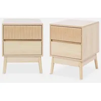 sweeek - 2er Set Nachttische mit zwei Schubladen,