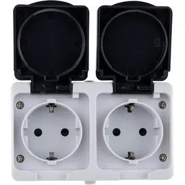 REV Ritter Doppelsteckdose 2-fach Aufputz IP54 Grau