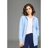 FLASHLIGHTS Sweatjacke FLASHLIGHTS, Damen, Gr. 32/34, azurblau, Interlock, Obermaterial: 95% Baumwolle, 5% Elasthan. Kapuzenfutter: 100% Baumwolle, unifarben, Basic, lässig geschnitten Po-bedeckend, Sweatjacken Sweatjacke, in langer Form mit Zipper