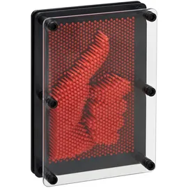Relaxdays 3D Nagelbild Pinart, Retro Nagelspiel, 13x18 cm, 3D-Abdruck, Schreibtisch-Deko, Nagelbrett Pinpressions, rot