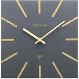 Holzwerk Natur Holz Ihr Funk Wanduhr Funkwanduhr Eckig Funkuhr Vintage laufleises Uhrwerk ohne Tickgeräüsche Buche Braun Grau nahezu lautlos Massivholz Natur 25 cm (Hwn.grau.)
