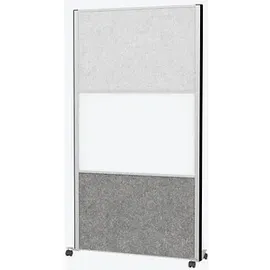 Maul Akustik-Trennwand MAULconnecto 9655395, dunkelgrau, hellgrau, weiß 100,0 x 182,0 cm mit Rollen, 1 St.