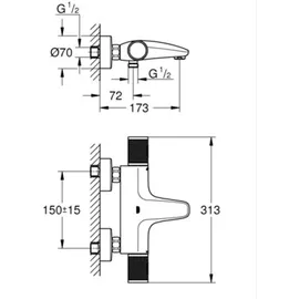 Grohe Precision Feel Thermostat-Wannenarmatur chrom