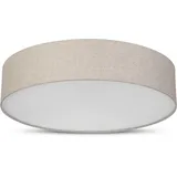 REV Ritter REV Deckenlampe - LED Deckenleuchte rund 50cm mit Stoff-Lampenschirm im Vintage-Look – ideal für Schlafzimmer & Wohnzimmer, taupe
