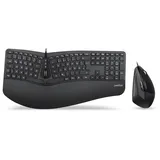 Perixx Periduo-505 DE, Tastatur, und Maus Set, USB-Kabel, ergonomisch, Schwarz