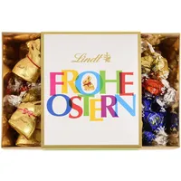 Lindt Schokolade Buntes Osternest | 310 G | 8 X Mini GOLDHASEN, 26 X LINDOR Vollmilch-Eier, 15 X LINDOR Eier Weiß, 10 X LINDOR Eier Feinherb | Oster Schokolade | Schokoladengeschenk