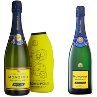Monopole Heidsieck Blue Top Brut Champagner mit gelber Neoprenkühlmanschette (1 x 0,75 l) & Champagne Heidsieck & Co. Monopole Blue Top Brut (1 x 0.75 l)