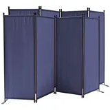 Quick Star Quick-star - 2 Stück Paravent 4 Teilig 165 x 220 cm Stoff Raumteiler Trennwand Balkon Sichtschutz Stellwand Faltbar Blau
