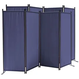 Quick Star Quick-star - 2 Stück Paravent 4 Teilig 165 x 220 cm Stoff Raumteiler Trennwand Balkon Sichtschutz Stellwand Faltbar Blau