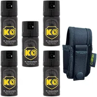 KO Security CS-Spray 40 ml Breitstrahl Personenabwehrspray BKA-Zulassung - diskretes modernes Design + hochwertiges Coptex Holster Etui Polyester für Gürtel & Molle System (5 Spray + Holster)