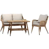JVmoebel Gartensofa Luxuriöse 2-Sitzer Rattan-Sessel mit Couchtisch – modern & elegant, 3 Teile, Made in Europa braun