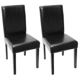 MCW 2er-Set Esszimmerstuhl Stuhl Küchenstuhl Littau ~ Leder, schwarz, dunkle Beine