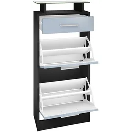 Vladon Loret V2 46 x 104 x 23 cm mit 1 Schublade schwarz matt / weiß hochglanz