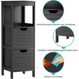 Costway Badezimmerschrank mit 2 Schubladen 30 x 135 x 30 cm Schwarz
