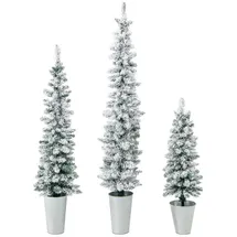 Costway 3er Weihnachtsbaum Künstlich mit Schnee Grün/Weiß 150 cm