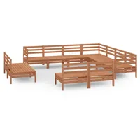 vidaXL 11-tlg Garten-Lounge-Set Massivholz Kiefer Honigbraun