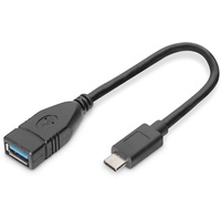 Digitus USB-C [Stecker] / USB-A [Buchse] OTG Adapterkabel, 0.15m (AK-300315-001-S)