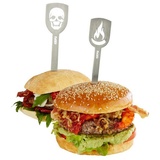 GEFU Hamburger-Spieße Torro Totenkopf + Flamme