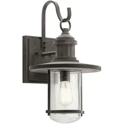 Licht-Erlebnisse Wandaußenleuchte METALA Zink Antik Aluminium Regenglas IP44 LE57457