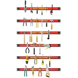Goplus Magnetleiste, Magnet Werkzeughalter Rot, Werkzeug Halterung, Werkzeugleiste, Magnetischer Werkzeughalter ca.46cm, 13kg Tragkraft 6 Stuecke