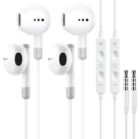 2 Pack für 3.5mm In-Ear Kopfhörer mit Kabel in ear kopfhörer 3.5mm klinke Anschlussom Kabel Ohrhörer mit Mikrofon und Lautstärkeregler für Phone Samsung Android Smartphone Laptop MP3 Players - Weiß