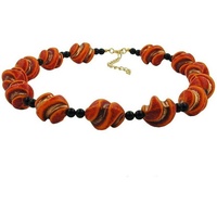 Gallay Perlenkette Kunststoffperlen Schraubenperlen rot-orange schwarz 50cm (1-tlg) rot