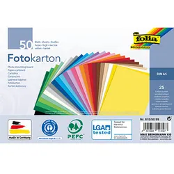 folia Fotokarton farbsortiert 300 g/qm 50 Blatt