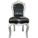 Casa Padrino Barock Esszimmer Stuhl Kunstleder schwarz/silber