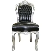 Casa Padrino Barock Esszimmer Stuhl Kunstleder schwarz/silber