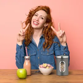 Relaxdays Vorratsdose rund schwarz 17 x 11 x 11 cm 1,4 l