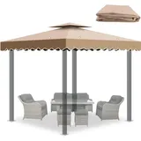 Ersatzdach Pavillon 3 x 3 m, Wasserdicht Pavillon Dach 300D Polyestergewebe für Gartenpavillon mit Air Vent, Doppeldach UV-Schutz-Sonnenschutz für Garten und Camping